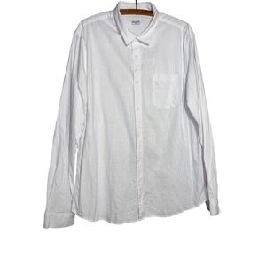 Jekaoyi Mens XL White Linen Blend Long Sleeve Button Down Shirt Chest Pocket